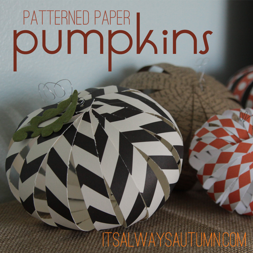 Easy patterned paper pumpkins {kids can do it!}