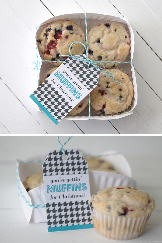 The easier version (doily wrapped muffin mix):
