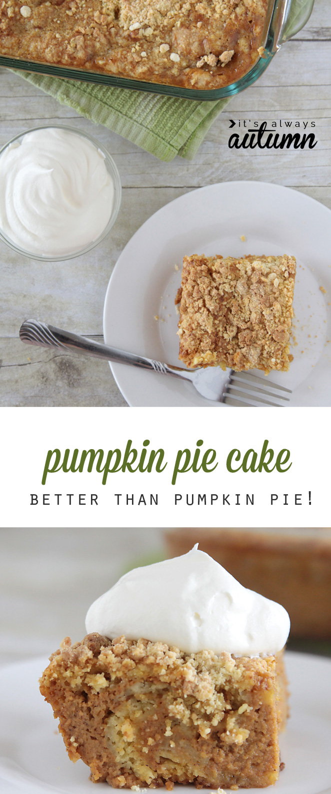 easy pumpkin pie cake recipe {better than pumpkin pie!} - It's Always ...
