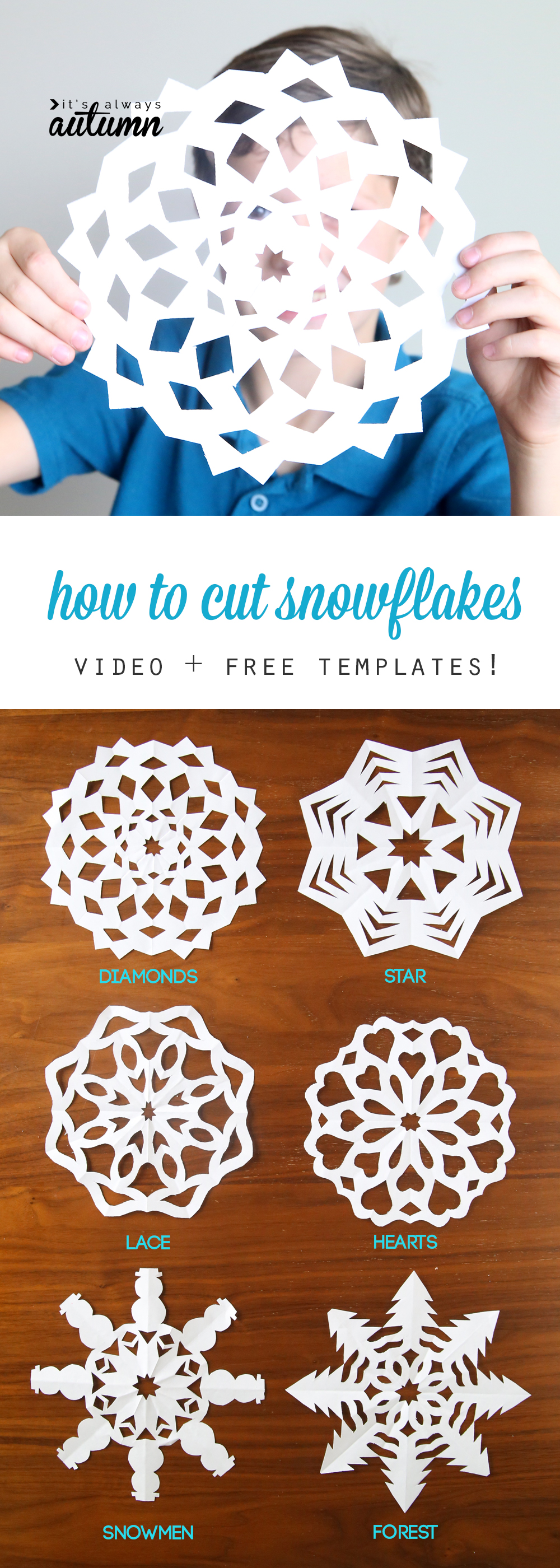 how to cut snowflakes {video tutorial + free templates} - It's Always Autumn