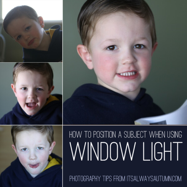 A small child smiling at the camera; how to position a subject when using window light