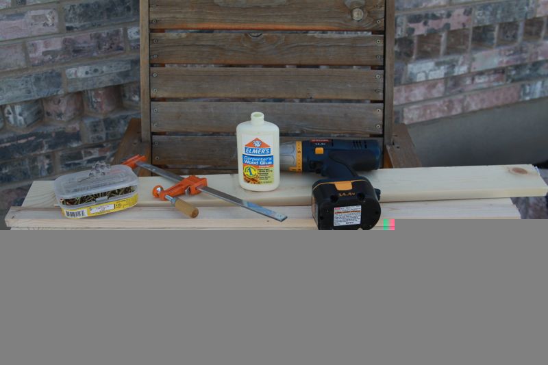 supplies: wood, wood glue, drill, clamp, screws