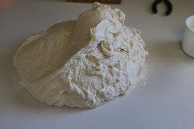 French bread dough on a countertop