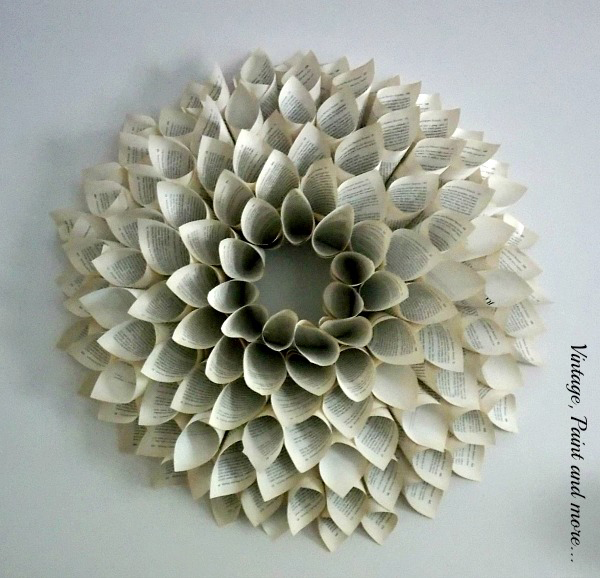 How to decorate with books and book pages - book paper wreath