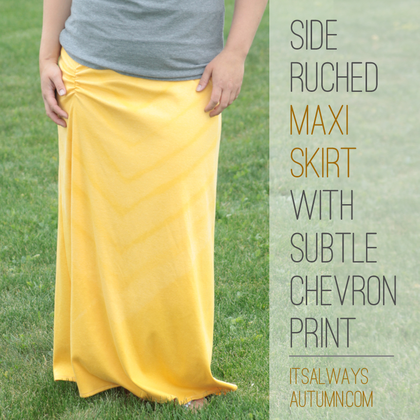 woman wearing side ruched maxi skirt