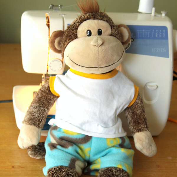 Cute sewing pattern for stuffed animal pajamas! Teddy bear pajama pattern fits Build a Bear size animals.