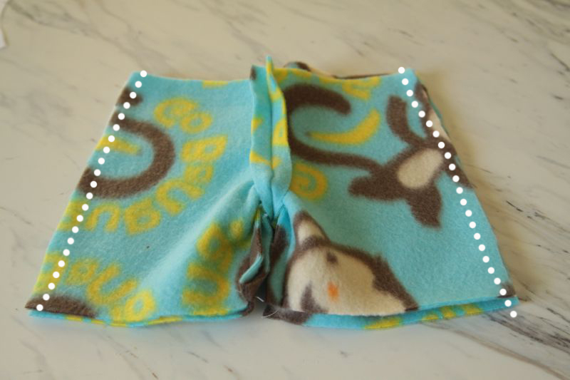 Stuffed animal pajama shorts with side seams marked