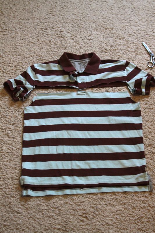 Striped polo shirt with top and sleeves cut off