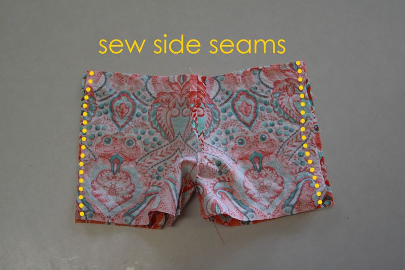 Shorts with side seams marked