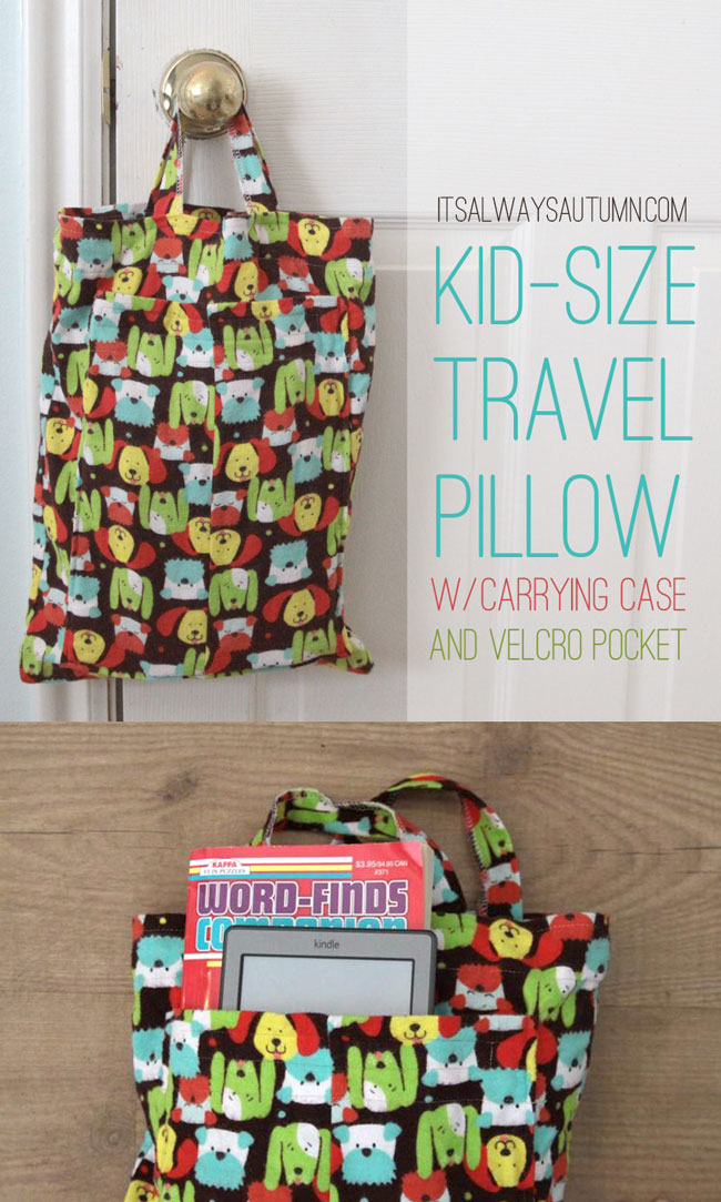 sew kid size travel pillows with carrying case and velcro