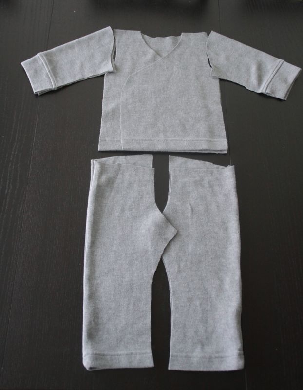 Pieces for little girl pajamas cut from mens sweater