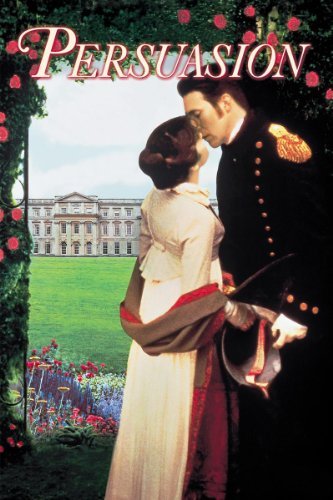 Persuasion movie cover with man and woman kissing