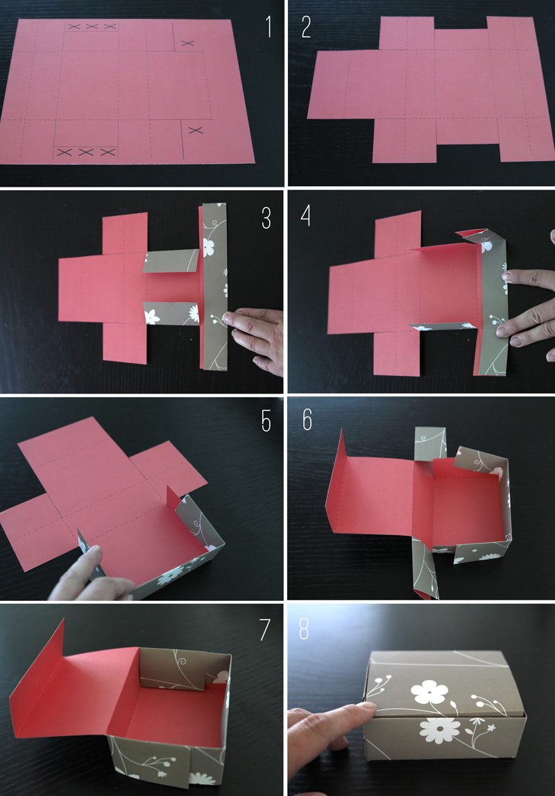 Cutting and folding paper brownie box from printable template