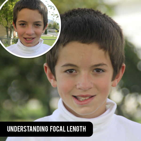 Photos of a boy taken at long and short focal lengths