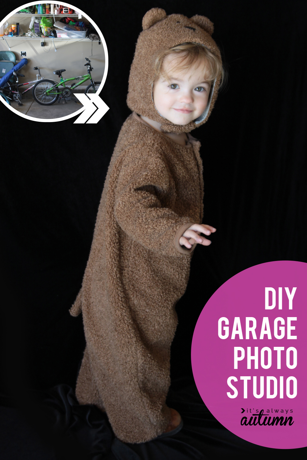 If you want great photos using natural light, set up a simple garage photo studio. All you need is some black fabric!