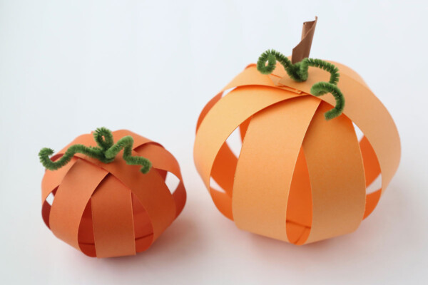 Large and small paper pumpkins