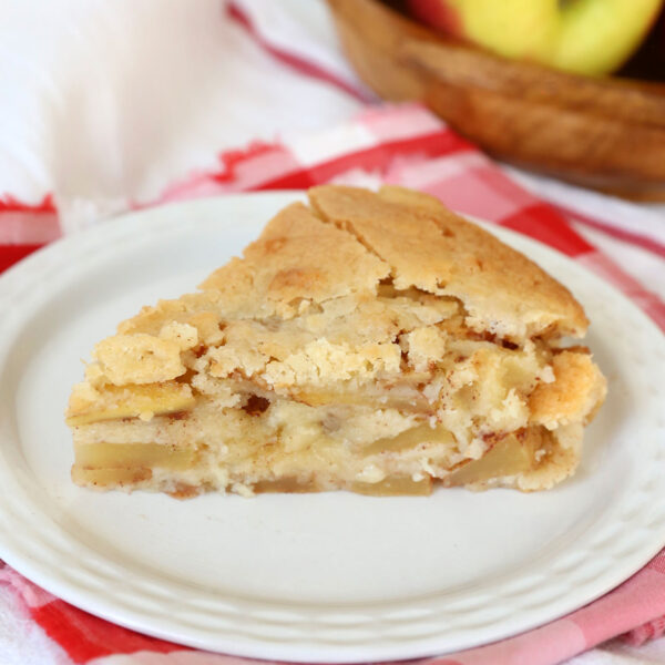 Slice of swedish apple pie.