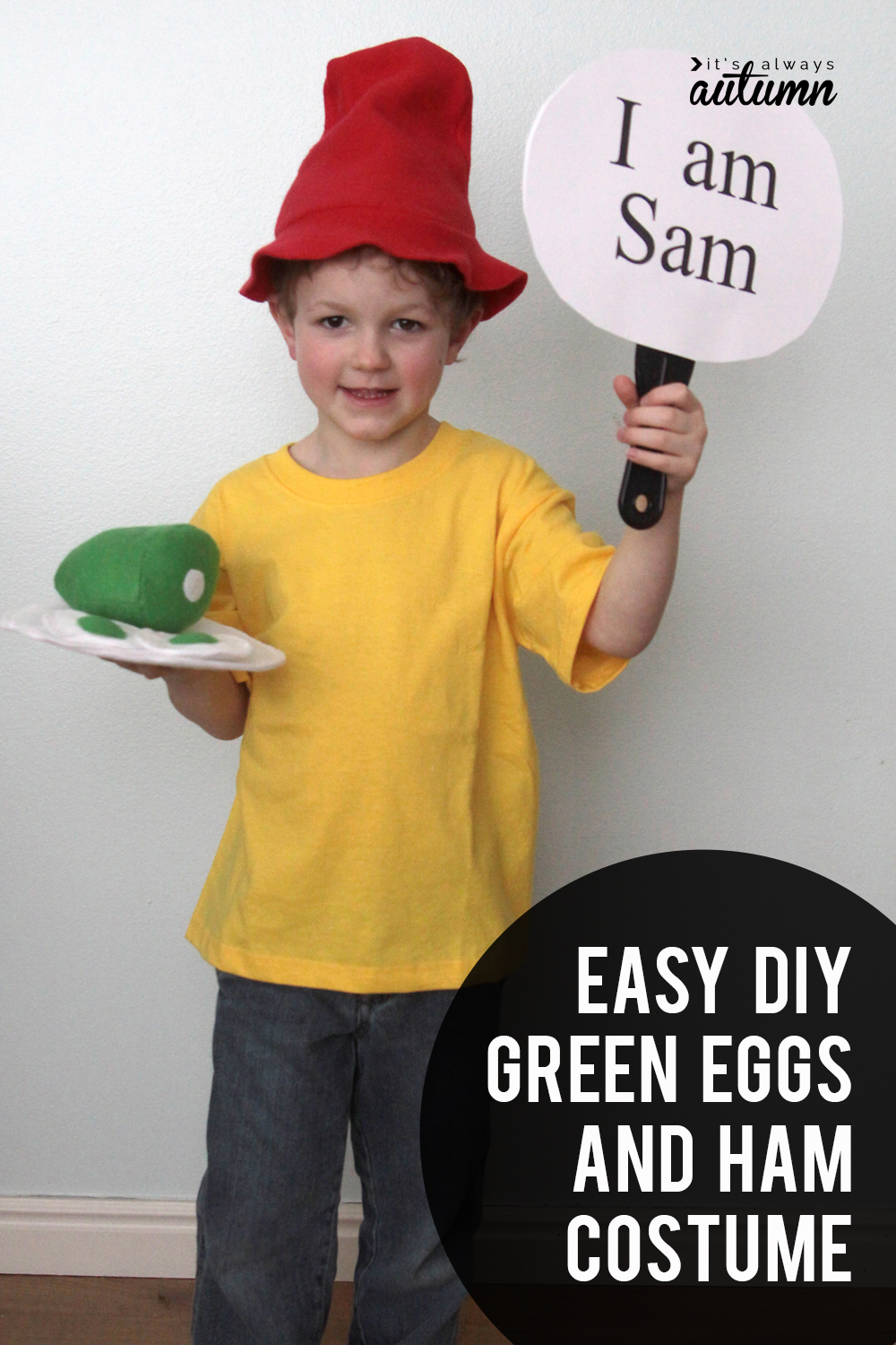 Easy DIY Green Eggs and Ham costume for Dr. Suess day!