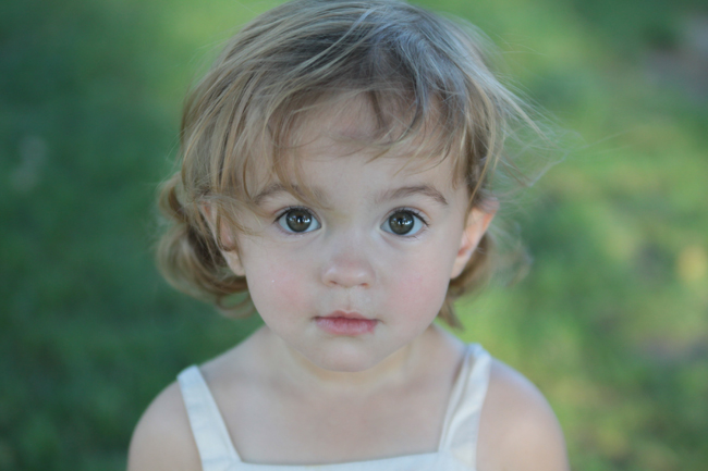 A close up of a little girl