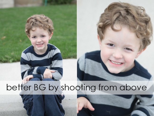 photo of a little boy on the sidewalk; same photo taken from above so only sidewalk shows in background