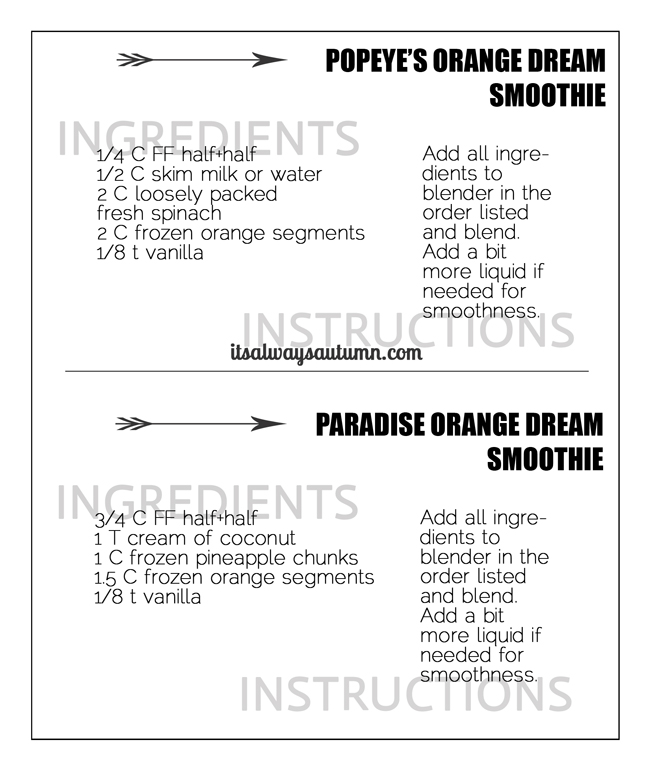 Smoothie recipe card