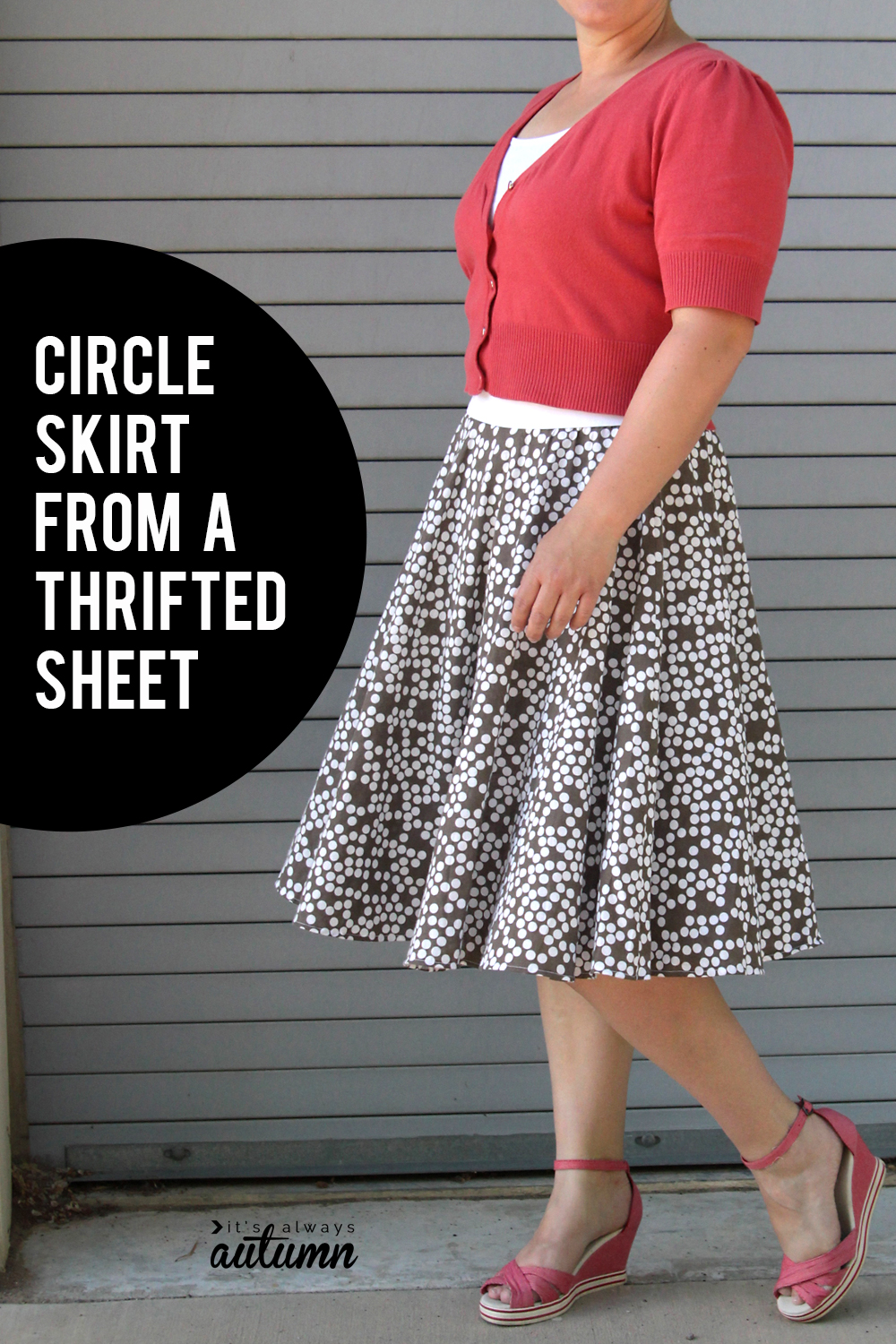 Tips for making a circle skirt. This one is made from a thrifted sheet!