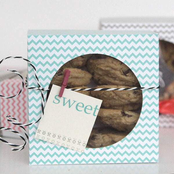 Cookies in a box made from patterned paper
