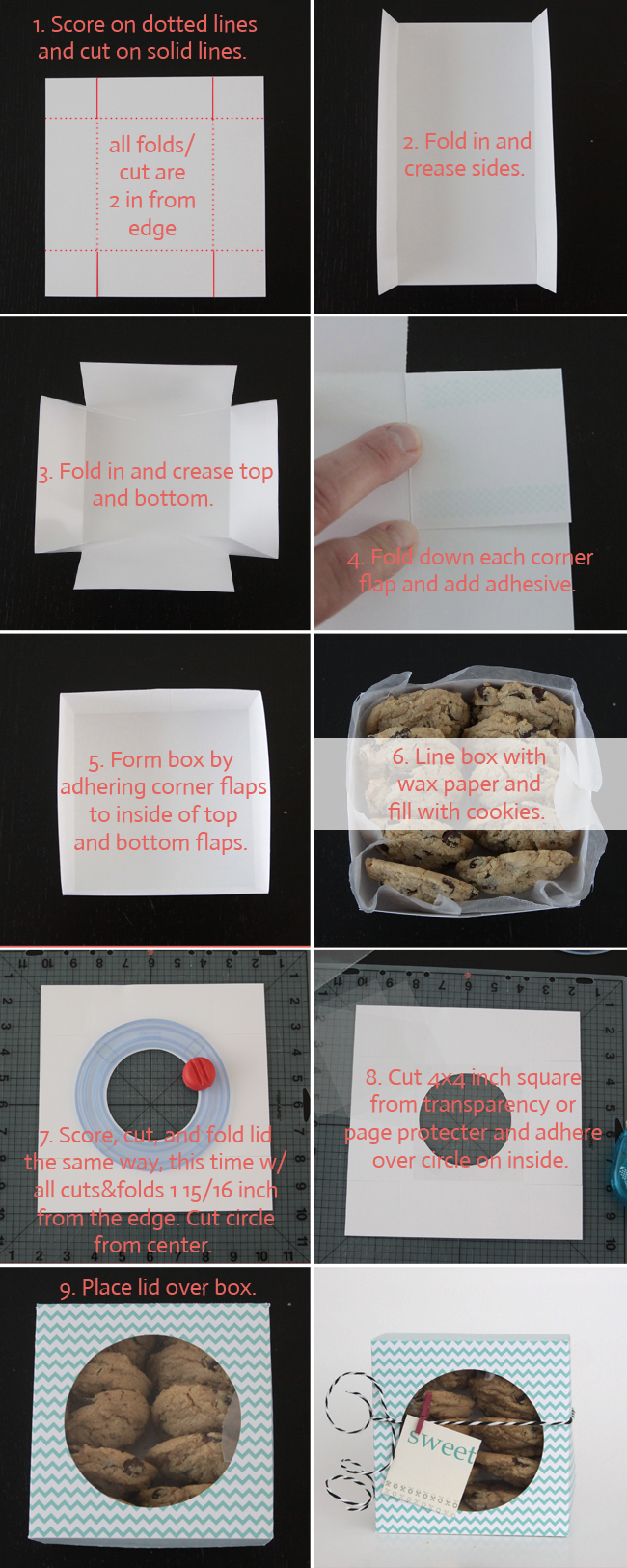 Folding instructions for paper cookie box