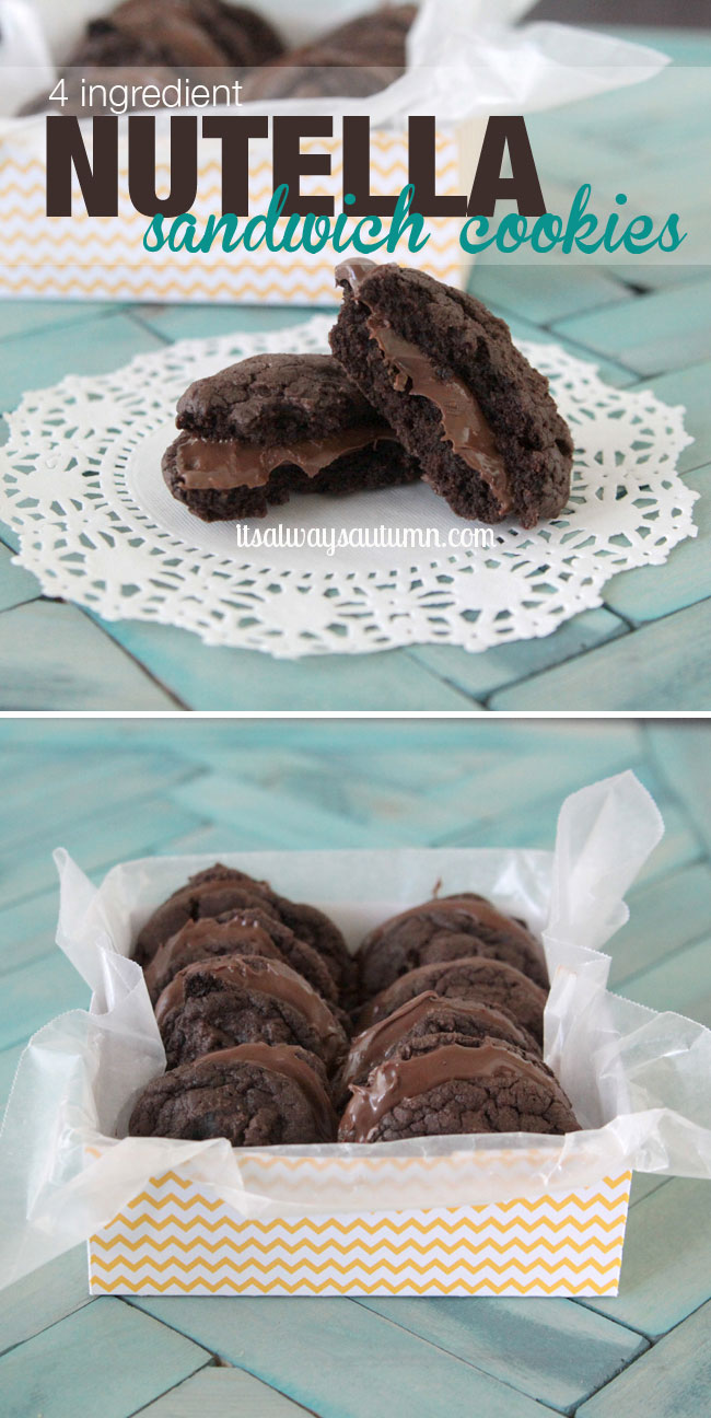 easy 4 ingredient chocolate nutella sandwich cookies