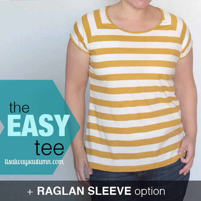 The easy tee raglan sleeve version in yellow and white stripes