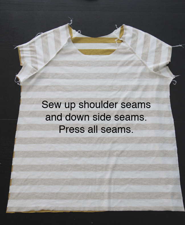 tee shirt with side seams and shoulder seams sewn