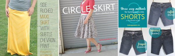 A woman wearing a pattern circle skirt with elastic waistband
