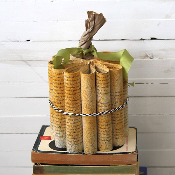 Rolled book paper pumpkin