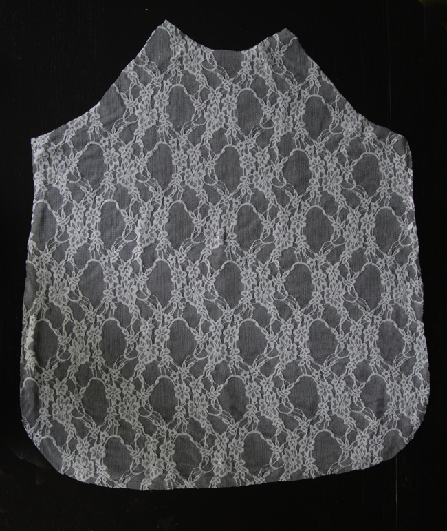 Shirt front piece cut from lace fabric