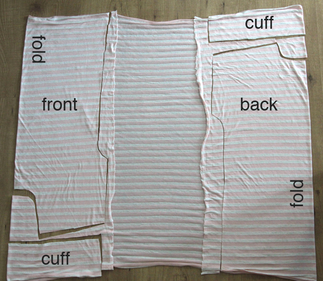 Cutting out the EASY TEE pieces from fabric