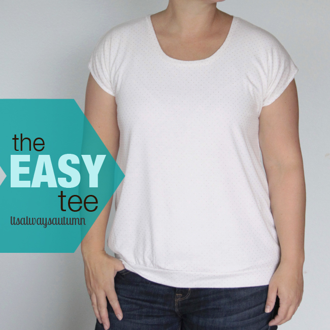 A woman wearing a white Easy tee shirt