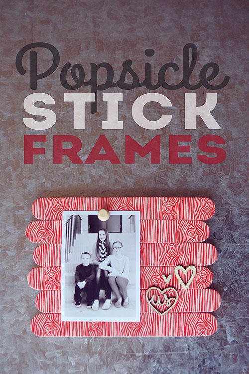 DIY photo frame made from decorated popsicle sticks