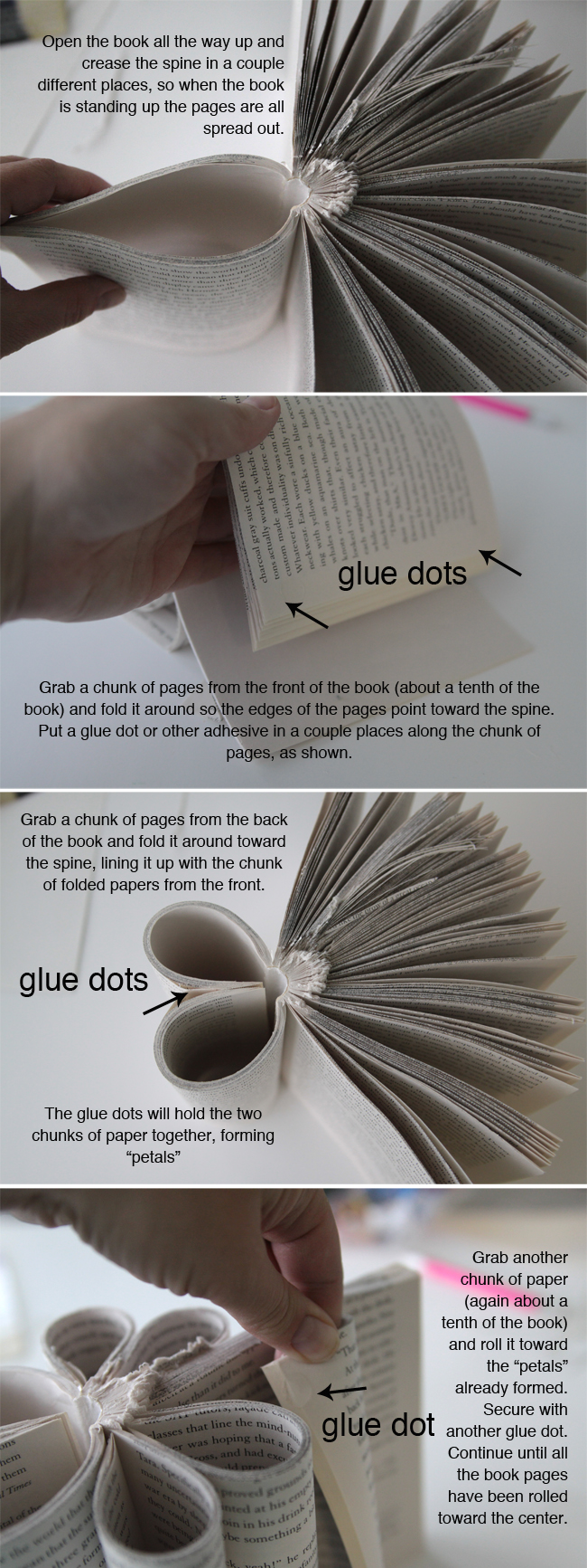 making rolled paper pumpkin from a book