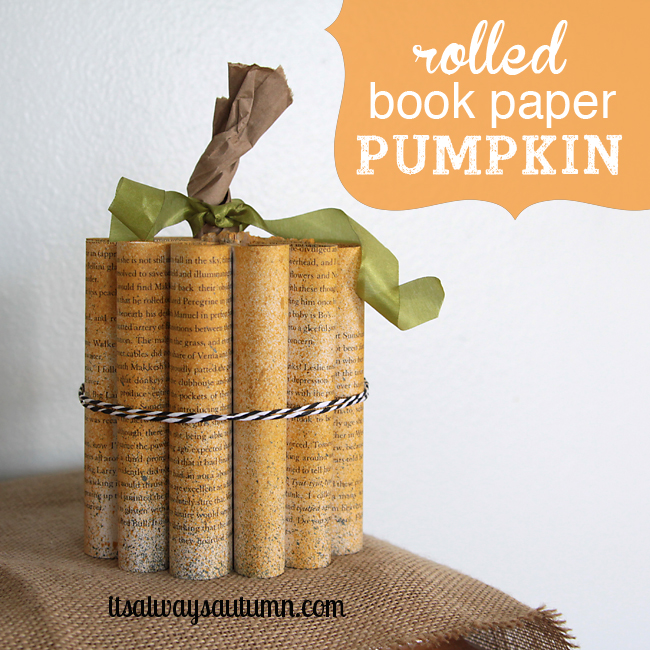 Rolled book paper pumpkin