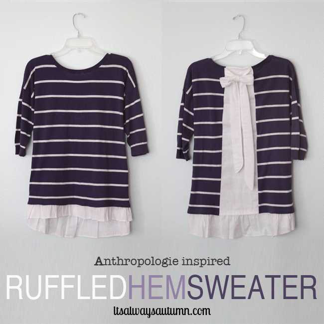 purple striped DIY anthropologie knockoff sweater