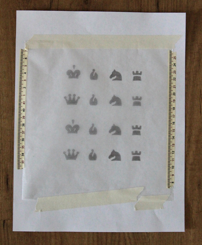chess symbols printed on wax paper
