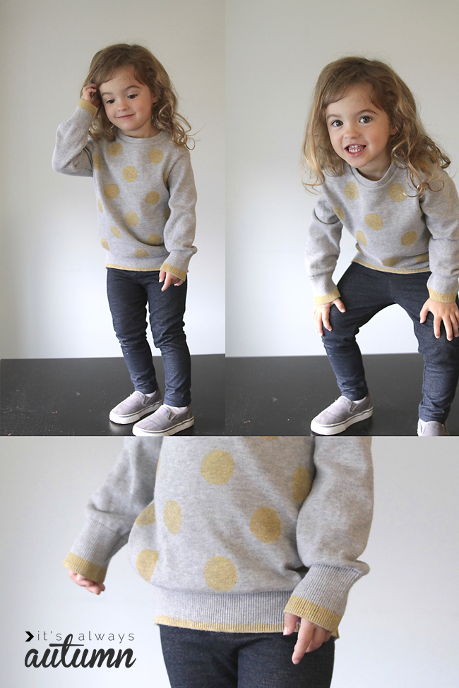 DIY polka dotted sweatshirt