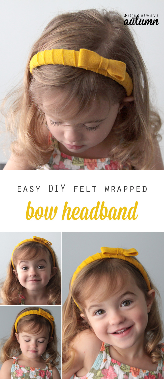 Cute DIY felt wrapped bow headband - this would be great for a girl's craft activity! 