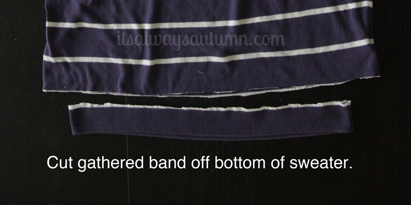 Purple sweater with hem band cut off