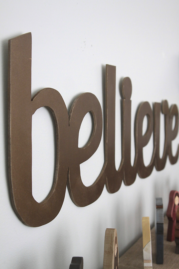 Wall size cutout word art for Christmas {believe} - It's 