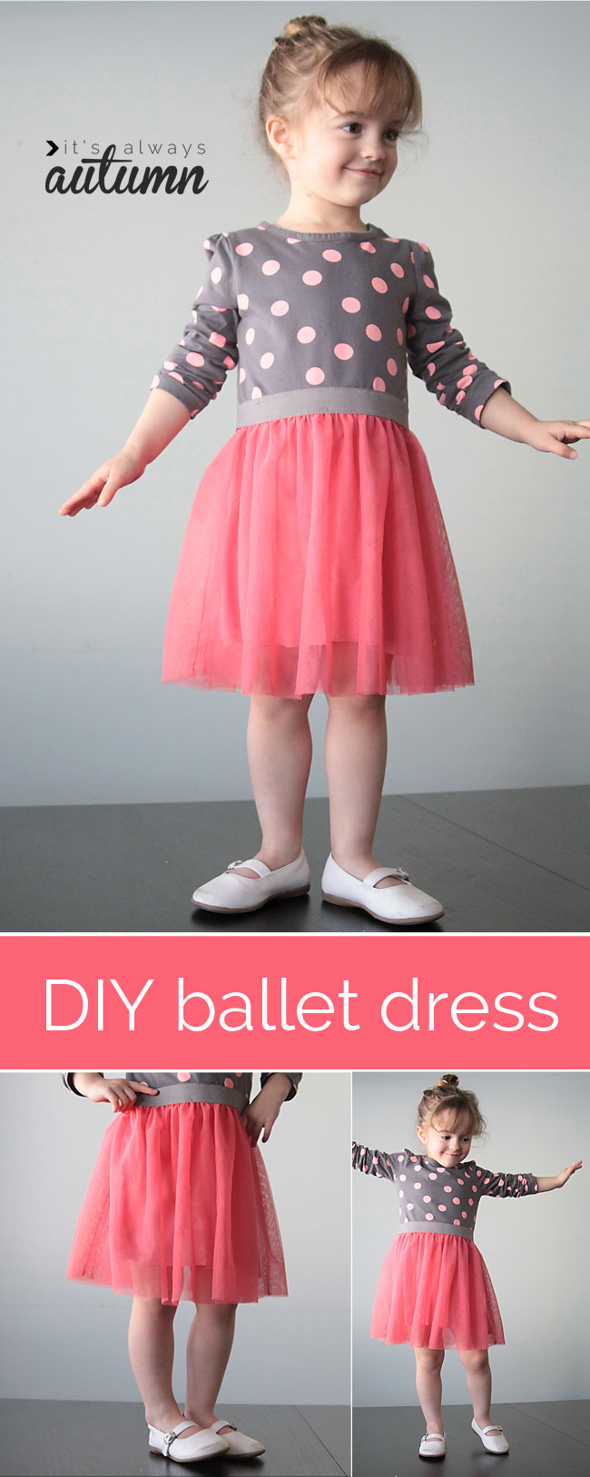 add a tulle skirt to a store bought tee for an adorable ballet dress