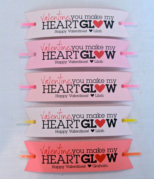 Glowsticks with printable Valentines day tags