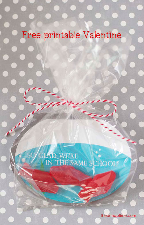 Sack of Swedish Fish candy with tag that says so glad we\'re in the same school