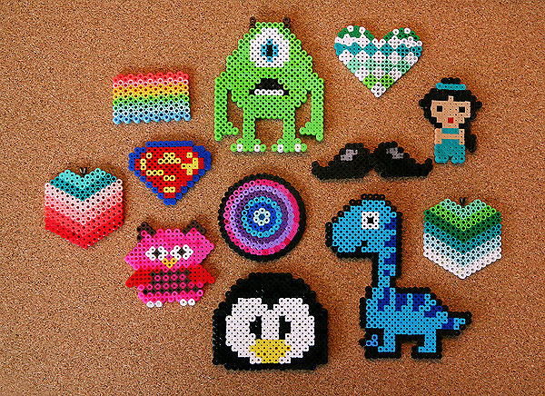 Various characters made from Perler beads