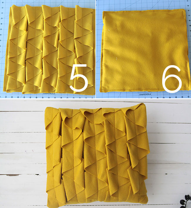 yellow ruffled throw pillow tutorial